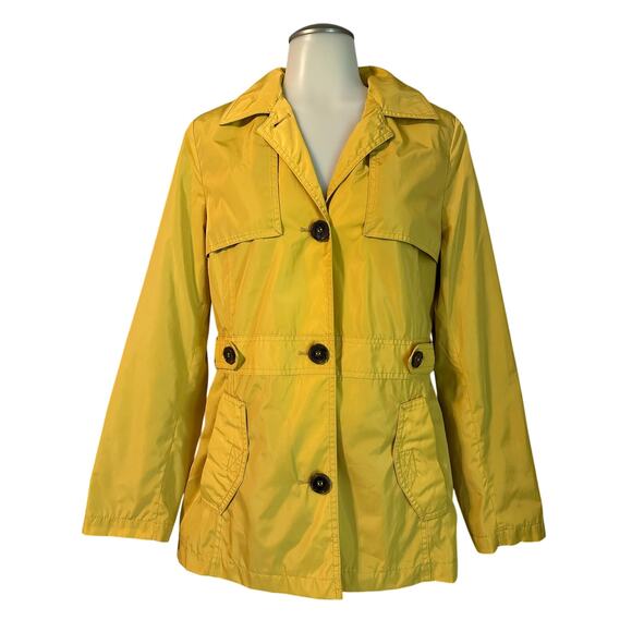 Weatherproof Rain Coat Women's Size Small Yellow Mustard Pockets Lined Jacket - Picture 1 of 7